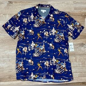 Sun & Stone Men's Blue Western Print Shirt